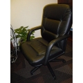 Black Mid Back Exec Leather Rolling Office Chair 